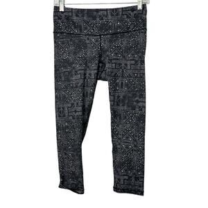 PRANA Pillar Black & Gray Mosaic Cropped Leggings Women's Size Small
